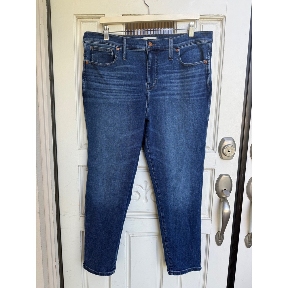 Madewell Stovepipe Jeans Dark Wash High Rise Straight Leg Denim Blue Size 33P